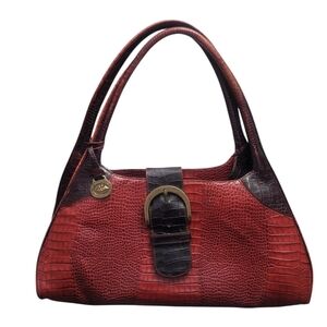 BrahminElegant Red and Black Croc-Embossed  Leather Women's Bag